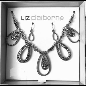 Liz Claiborne Women's Silver Necklace & Earrings Set